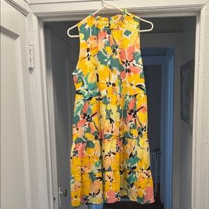 LOFT Vibrant Floral Midi Easter Dress - Yellow, Green, Pink